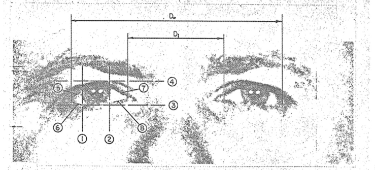 Figure from the 1963 “Proposal for a Study to Determine the Feasibility of a Simplified Face Recognition Machine” by Dr. W. W. Bledsoe of Panoramic Research, Inc.