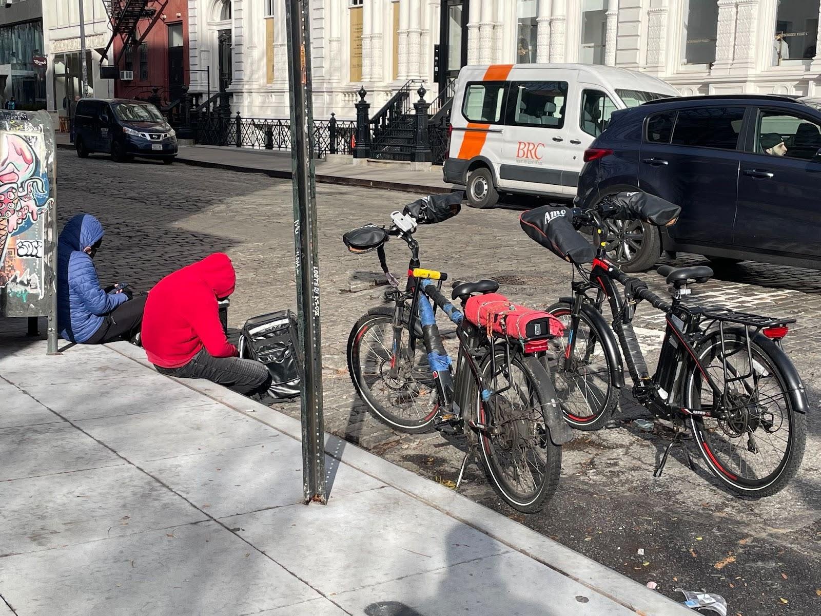 Riders waiting in New York City.